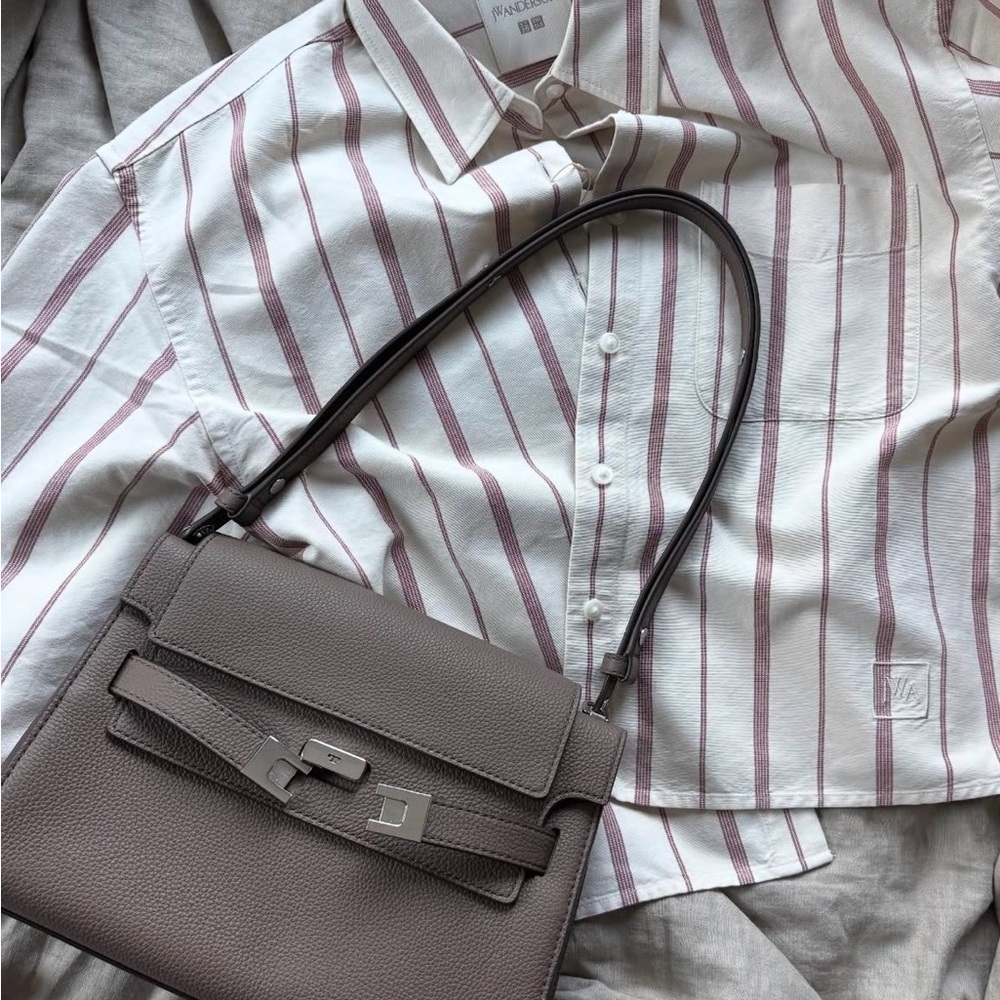 SOLD Lee Radziwill Pebbled Shoulder Bag - Wild Mushroom